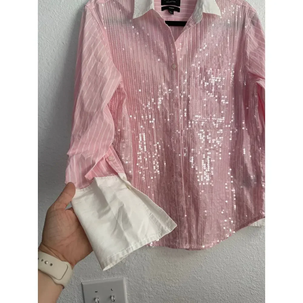J.Crew Collection Garçon Pink Sequin Button Down Shirt 6